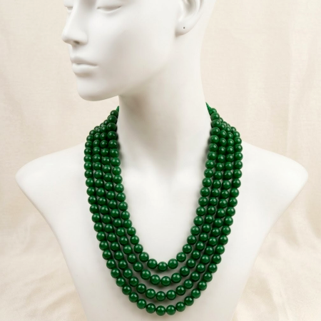 Handcrafted Jewelry Green Beaded Layered Necklace